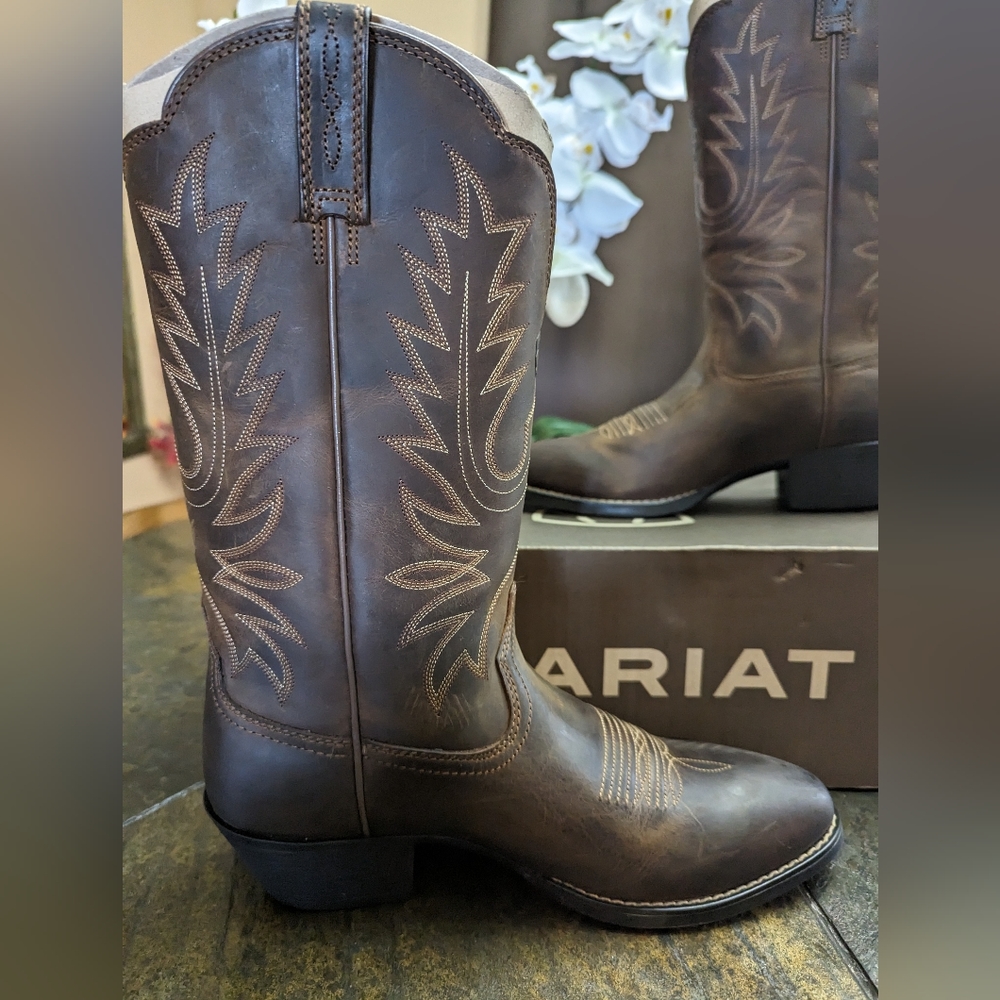 Ariat Women's Dark Brown Western Boots with Stitching - Picture 5 of 12